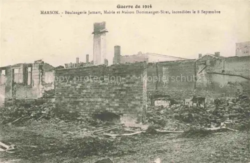 AK / Ansichtskarte Marson Chalons-en-Champagne 51 Marne Boulangerie Jamart Mairie et Maison Dommanget Siret incendiees le 8 Septembre