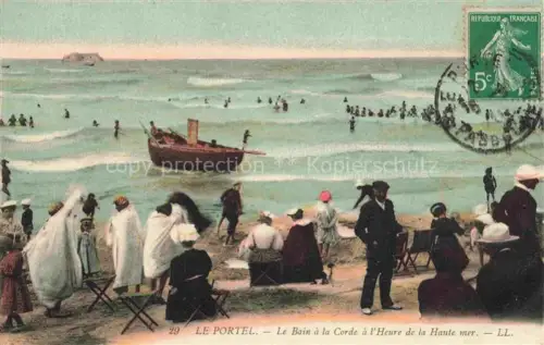 AK / Ansichtskarte Le Portel Boulogne-sur-Mer 62 Pas-de-Calais Le Bain a la Corde a l'Heure de la Haute mer