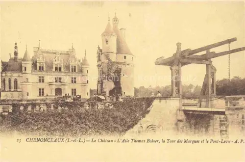 AK / Ansichtskarte Chenonceaux TOURS 37 Indre et Loire Le Chateau L'Aile Thomas Bohier la Tour des Marques et le Pont Levis