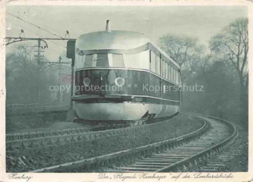 AK / Ansichtskarte Eisenbahn Railway Chemin de Fer Ferrovia-- Hamburg Fliegender Hamburger Lombardsbruecke 