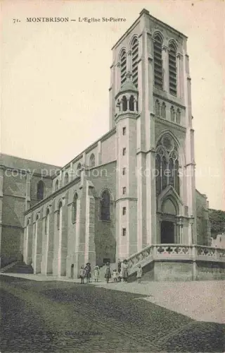 AK / Ansichtskarte MONTBRISON 42 Loire Eglise-St-Pierre Kirche Glockenturm Passanten Pflaster Treppe