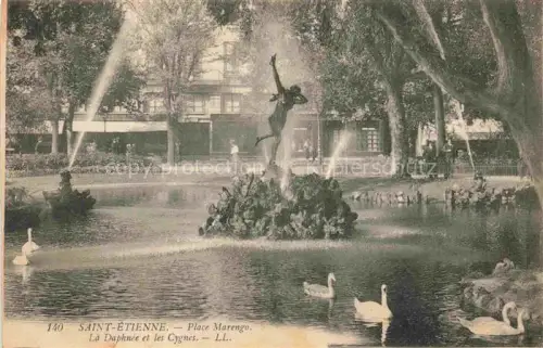 AK / Ansichtskarte SAINT-ETIENNE  ST-ETIENNE 42 Loire Place-Marengo Daphnée Schwaene Brunnen Skulptur Teich Park Baeume