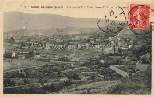 AK / Ansichtskarte SAINT-ETIENNE  ST-ETIENNE 42 Loire Puits-Basse-Ville Bergwerksanlagen Schachttuerme Stadtgebaeude Huegel Fabrikschornsteine