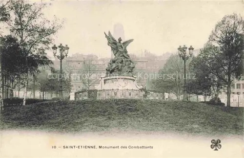 AK / Ansichtskarte SAINT-ETIENNE  ST-ETIENNE 42 Loire Monument-des-Combattants Kriegerdenkmal Engel Sockel Laternen Baeume Park