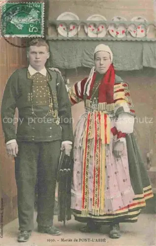 AK / Ansichtskarte Pont-l Abbe 29 Finistere Mariés Brautpaar Bigoudène-Tracht Coiffe Festkleid Bigouden