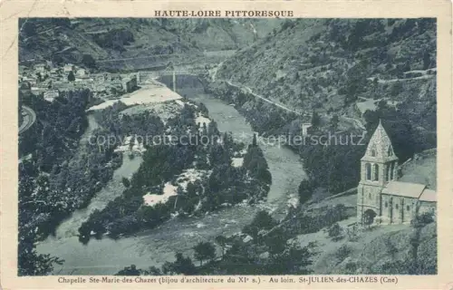 AK / Ansichtskarte Saint-Julien-des-Chazes BRIOUDE 43 Haute-Loire Chapelle-Sainte-Marie-des-Chazes Allier Flusstal Bruecke Schlucht Romanische-Kapelle Felsen Berge