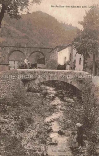 AK / Ansichtskarte St-Julien-des-Chazes BRIOUDE 43 Haute-Loire Steinbruecke Bach Viadukt Esel Mann Bergbach Frau Wald Huegel Bogen