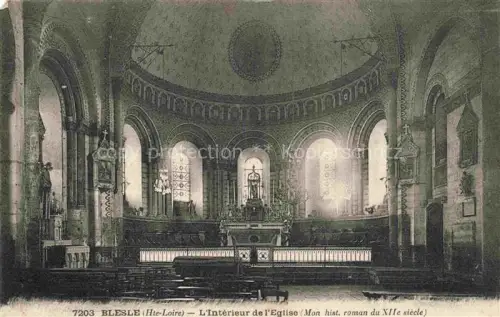 AK / Ansichtskarte Blesle BROUDE 43 Haute-Loire Kircheninneres Apsis Altar Romanisch Kirchenschiff Gewoelbe Chorraum Monument-historique