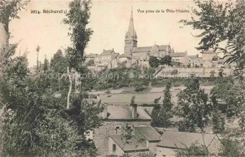 AK / Ansichtskarte Becherel RENNES 35 Ille-et-Vilaine Ville-Malette Kirche Kirchturm Huegel Baeume Daecherlandschaft Ortschaft Panorama