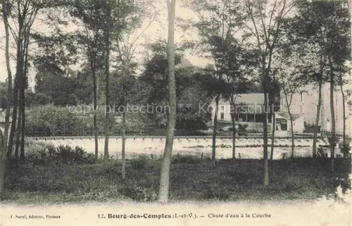AK / Ansichtskarte Bourg-des-Comptes REDON 35 Ille-et-Vilaine Chute-d eau-à-la-Courbe Fluss Wehr Muehle Baeume Landschaft Wasserfall