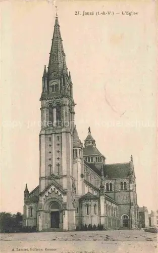 AK / Ansichtskarte Janze RENNES Ille-et-Vilaine Eglise Kirchturm Neogotik Kirchenfassade Portal