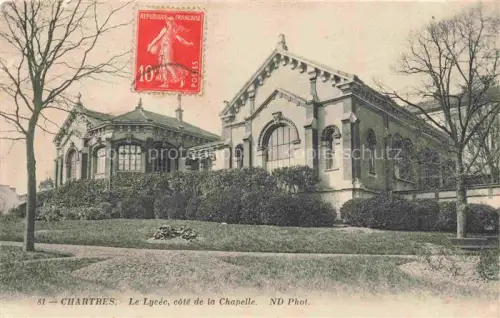 AK / Ansichtskarte CHARTRES 28 Eure-et-Loir Le-Lycée Chapelle Schule Art-Nouveau Garten Baeume