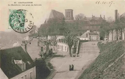 AK / Ansichtskarte CHATEAUDUN  28 Eure-et-Loir La-Madeleine Calvaire Kirche Haeuser Gasse Nonnen Baeume Huegel