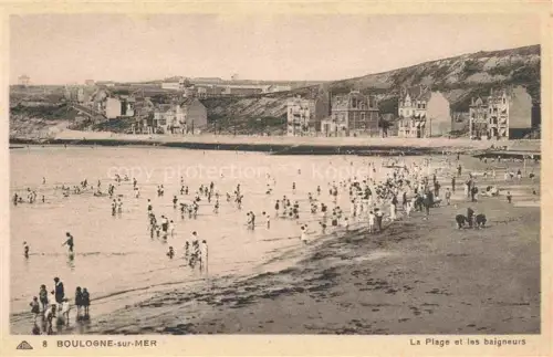 AK / Ansichtskarte BOULOGNE-SUR-MER 62 Pas-de-Calais La-Plage Baigneurs Strand Badende Meer Klippe Villen Kinder