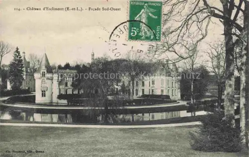 AK / Ansichtskarte Chateau d Esclimont Auneau 28 Eure-et-Loir Façade-Sud-Ouest Schloss Wassergraben Turm Park Baeume Teich Burganlage