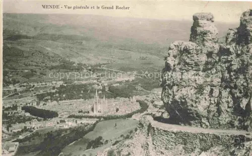 AK / Ansichtskarte MENDE 48 Lozere Grand-Rocher Felsformation Cathédrale Lot Stadtpanorama Baeume Fluss Tal Huegel