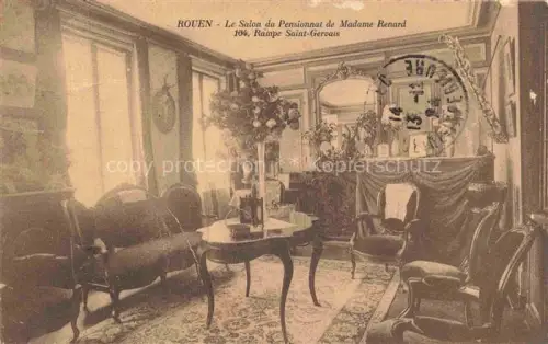 AK / Ansichtskarte ROUEN 76 Seine-Maritime Salon Pensionnat-Madame-Renard Rampe-Saint-Gervais Innenraum Moebel Sessel Spiegel Blumen Teppich