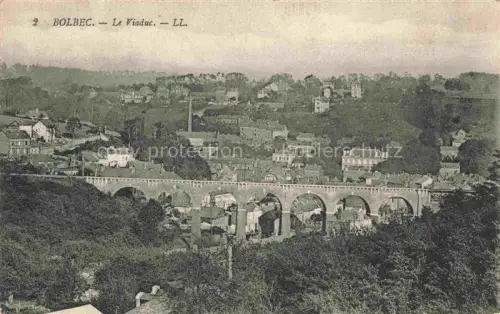 AK / Ansichtskarte Bolbec LE HAVRE 76 Seine-Maritime Viaduc Bruecke Stadtpanorama Haeuser Baeume Huegel Boegen