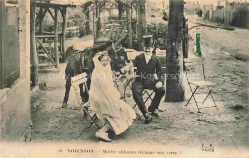 AK / Ansichtskarte ROBINSON  Vergnuegungspark 92 Hauts-de-Seine Maître-aliboron Esel Guinguette Freiluft-Restaurant Zylinder Baeume Tisch Stuhl