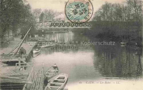 AK / Ansichtskarte CAEN 14 Calvados Les-Bains Ruderboote Fluss Eisenbruecke Bootssteg Baeume Kahn