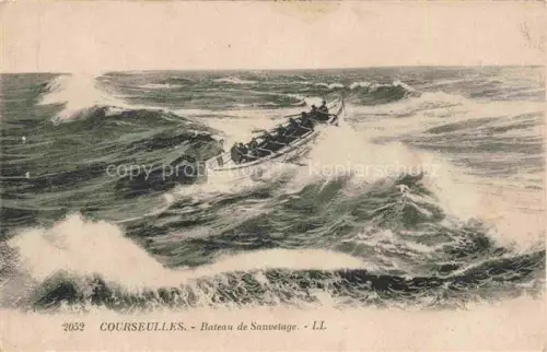 AK / Ansichtskarte Courseulles-sur-Mer CAEN 14 Calvados Bateau-de-Sauvetage Rettungsboot Sturm Meer Wellen Ruderer Rettungsmannschaft