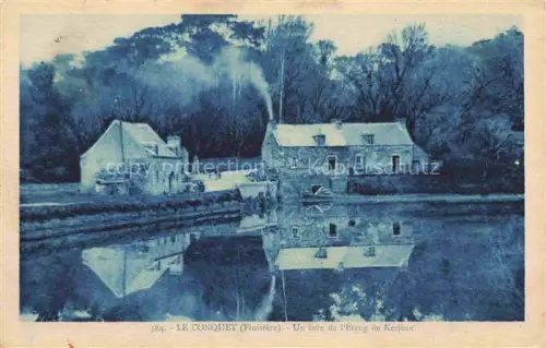 AK / Ansichtskarte Le Conquet BREST 29 Finistere Étang-de-Kerjean Teich Muehle Gebaeude Spiegelung Rauch Baeume