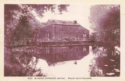 AK / Ansichtskarte St-Denis-d Orques LA FLECHE 72 Sarthe Moulin-de-la-Chaussée Muehle Teich Wasser Spiegelung Baeume Seerosen