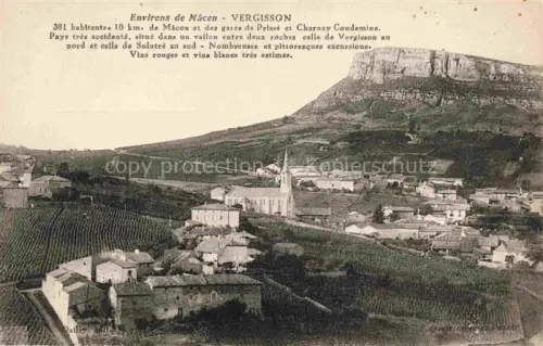 AK / Ansichtskarte Vergisson MACON 71 Saone-et-Loire Rocher-de-Vergisson Weinberge Kirchturm Dorf Felsen Solutré Tal