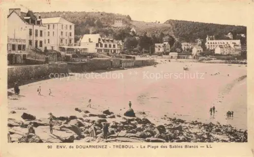 AK / Ansichtskarte Treboul Douarnenez Quimper 29 Finistere Plage-des-Sables-Blancs Strand Felsen Meer Villen Strandbesucher Ebbe Felsenkueste