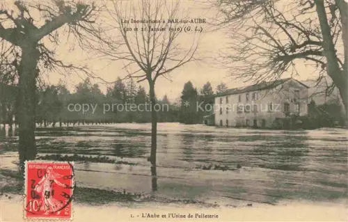 AK / Ansichtskarte Bar-sur-Aube 10 Aube Inondations Aube Usine-de-Pelleterie Hochwasser ueberschwemmung Fabrik Baeume Fluss