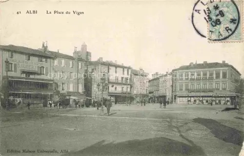 AK / Ansichtskarte Albi 81 Tarn Place-du-Vigan Stadtplatz Geschaefte Pferdewagen Passanten Haeuser