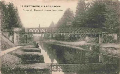 AK / Ansichtskarte Glomel Guingamp 22 Cotes-d Armor Tranchée-du-Canal Canal-de-Nantes-à-Brest Eisenbruecke Kanaleinschnitt Baeume Uferweg Mann