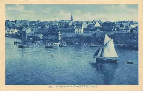 AK / Ansichtskarte Le Conquet BREST 29 Finistere Hafen Segelboot Boote Kirche Daecher Stadtansicht Kueste