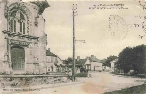 AK / Ansichtskarte Pont-Sainte-Marie Troyes 10 Aube Le-Centre Kirche Kirchportal Strasse Automobil Kutsche Haeuser Telegraphenmast