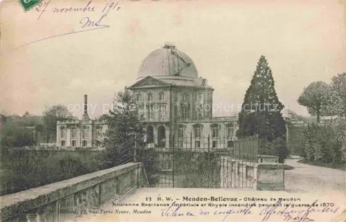 AK / Ansichtskarte MEUDON-BELLEVUE-MEUDON Boulogne-Billancourt 92 Hauts-de-Seine Observatorium Kuppel Schlosspark Baeume Gitter Residenz-Impériale Schornstein Rue-Louis-Blanc
