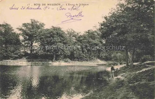 AK / Ansichtskarte Villebon MEUDON-VAL-FLEURY Boulogne-Billancourt 92 Hauts-de-Seine Etang-de-Villebon Wald Teich Baeume Spaziergaenger Ufer Laubwald Spazierweg