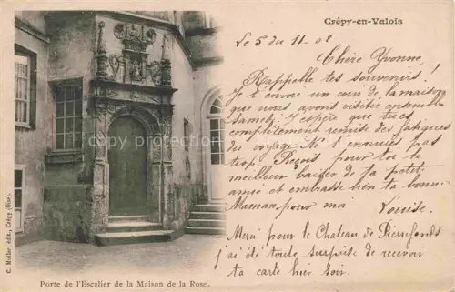 AK / Ansichtskarte Crepy-en-Valois SENLIS 60 Oise Porte-de-l Escalier Maison-de-la-Rose Renaissance-Portal Steinportal Treppe Skulpturen Fassade Rue-Etienne-Marcel