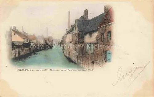AK / Ansichtskarte ABBEVILLE 80 Somme Vieilles-Maisons-sur-la-Somme Somme Kanal Fachwerkhaeuser Fabrik Kamin Ufer handkoloriert