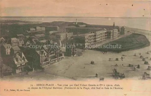 AK / Ansichtskarte BERCK 62 Cerf-Volant Hopital-Maritime Baie-de-l Authie Strand Badekabinen Kuestenstreifen Luftbild Vogelperspektive