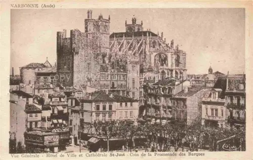 AK / Ansichtskarte NARBONNE 11 Aude Hotel-de-Ville Cathédrale-St-Just Promenade-des-Barques Strassenbahn Altstadt Kirchturm Gotik Haeuser