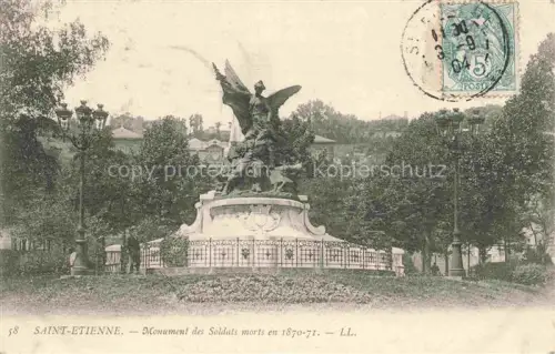 AK / Ansichtskarte SAINT-ETIENNE  ST-ETIENNE 42 Loire Monument-des-Soldats-morts-en-1870-71 Kriegerdenkmal Engel Skulptur Park Baeume Laternen Gitter