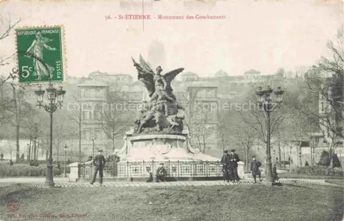 AK / Ansichtskarte ST-ETIENNE  SAINT-ETIENNE 42 Loire Monument-des-Combattants Denkmal Skulptur Engel Park Laternen Passanten