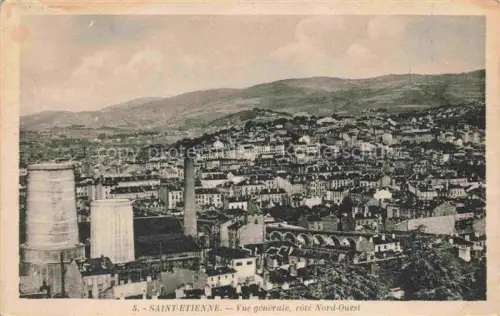 AK / Ansichtskarte SAINT-ETIENNE  ST-ETIENNE 42 Loire Industriestadt Schornsteine Daecher Huegel Bebauung Place-Jean-Jaurès Café-Majestic Rue-de-Fleurus