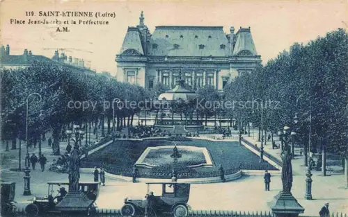 AK / Ansichtskarte SAINT-ETIENNE  ST-ETIENNE 42 Loire Place-Jean-Jaurès Brunnen Kiosk Prefecture Automobil Baeume Laternen