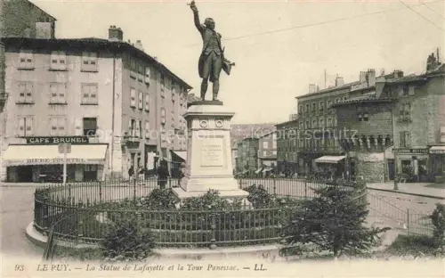 AK / Ansichtskarte Le Puy-en-Velay 43 Haute-Loire Statue-de-Lafayette Tour-Panessac Café-Brunel Platz Strassenszene Gebaeude