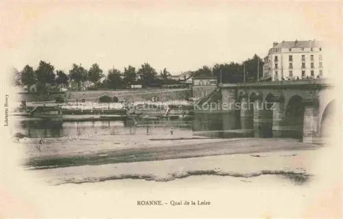 AK / Ansichtskarte ROANNE 42 Loire Quai-de-la-Loire Loire Bruecke Hotel Boeschung Baeume Kiesufer Lastkahn