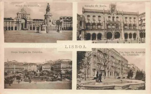 AK / Ansichtskarte LISBOA Lisbon Lissabon Lisbonne PT Praça-do-Comércio Estação-do-Rossio Praça-Duque-da-Terceira Avenida-da-Liberdade Triumphbogen Reiterstatue Bahnhof Brunnen Mehrbildkarte