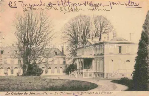 AK / Ansichtskarte Le College de Normandie Cleres ROUEN 76 Seine-Maritime Collège-de-Normandie Schloss Schulgebaeude Baeume Park Winter Herrenhaus Auffahrt