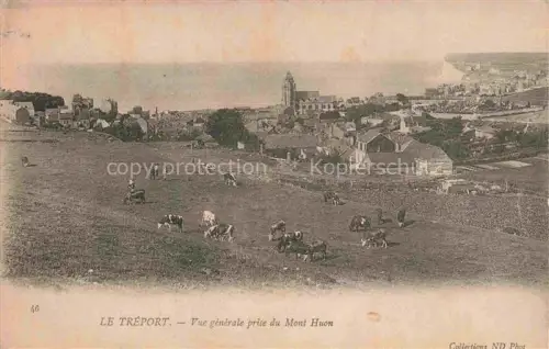 AK / Ansichtskarte LE TREPORT Dieppe 76 Seine-Maritime Mont-Huon Kirche Kuehe Weide Hafen Meer Rue-Etienne-Marcel Dachlandschaft Kuestenstadt