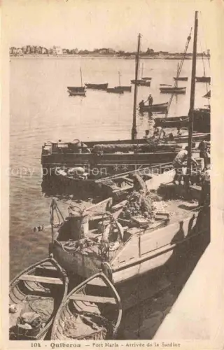 AK / Ansichtskarte QUIBERON Lorient 56 Morbihan Port-Maria Hafen Fischerboote Fischer Sardinen Anlegesteg Mast Bucht